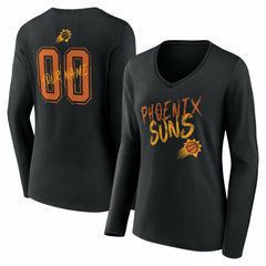 Phoenix Suns Women's Hustle Custom Long Sleeve V-Neck T-Shirt Black - NBA