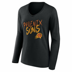 Phoenix Suns Women's Hustle Custom Long Sleeve V-Neck T-Shirt Black - NBA