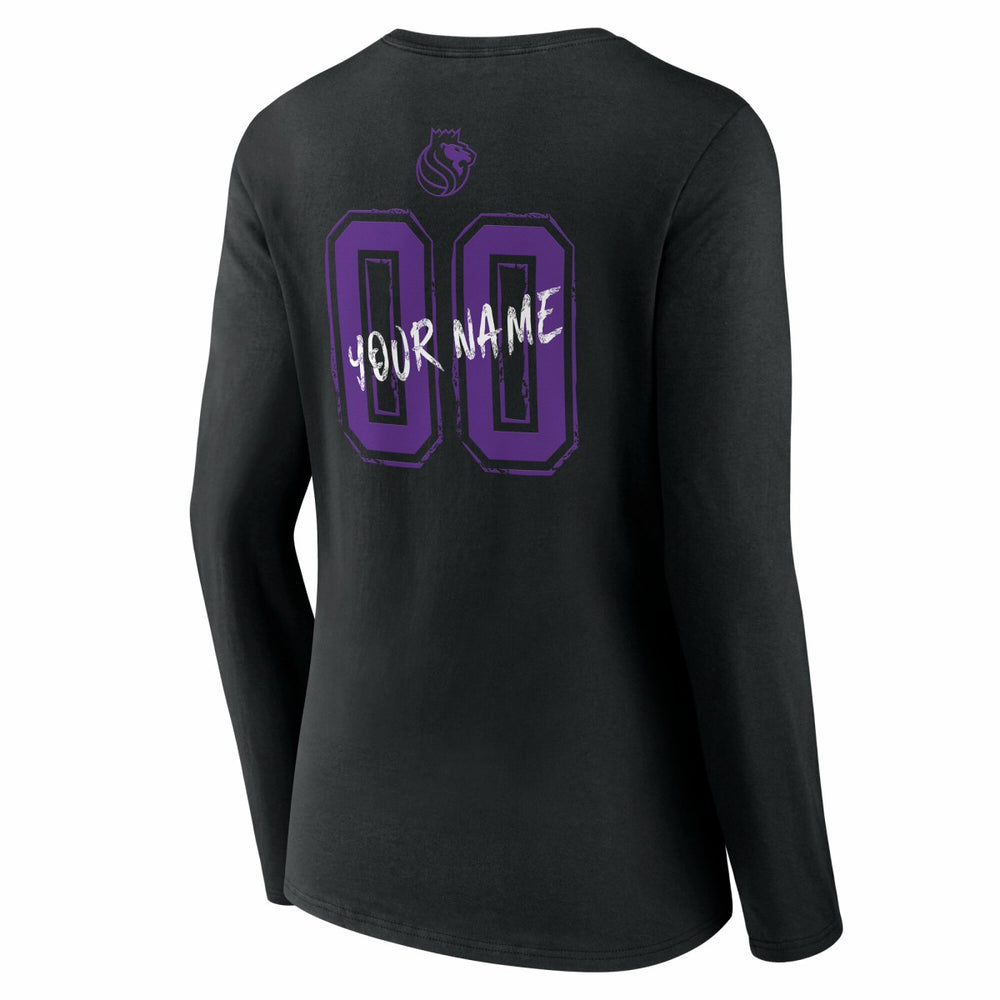 Sacramento Kings Women's Hustle Custom Long Sleeve V-Neck T-Shirt Black - NBA