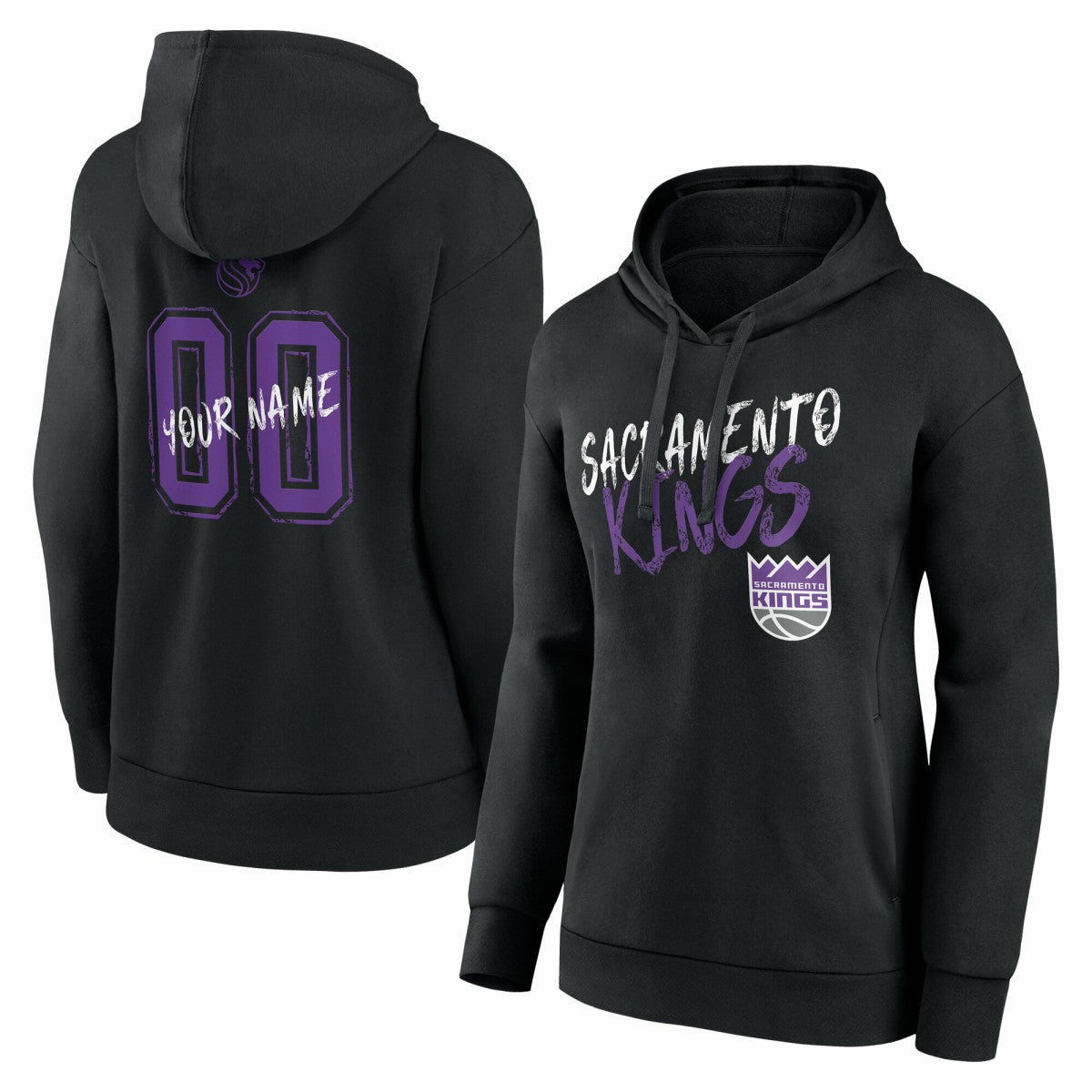 Sacramento Kings Women's Hustle Custom Pullover Hoodie Black - NBA