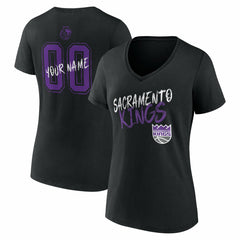 Sacramento Kings Women's Hustle Custom V-Neck T-Shirt Black - NBA