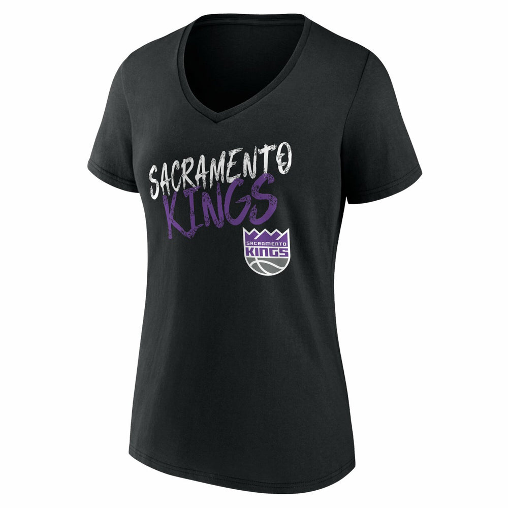 Sacramento Kings Women's Hustle Custom V-Neck T-Shirt Black - NBA