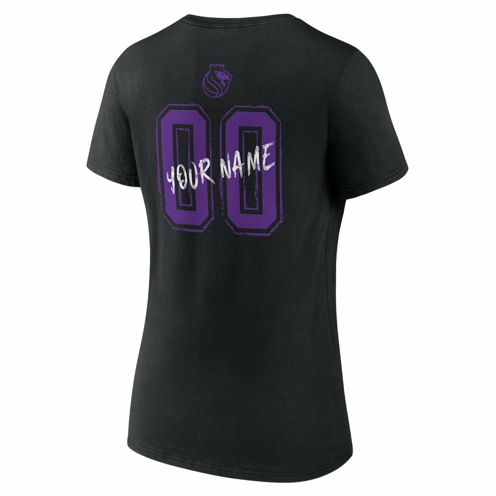 Sacramento Kings Women's Hustle Custom V-Neck T-Shirt Black - NBA