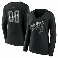 San Antonio Spurs Women's Hustle Custom Long Sleeve V-Neck T-Shirt Black - NBA