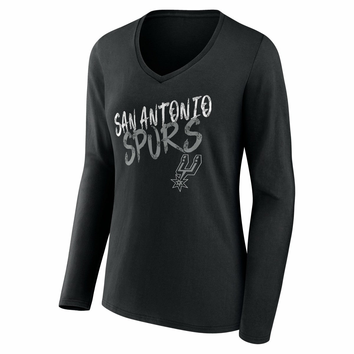 San Antonio Spurs Women's Hustle Custom Long Sleeve V-Neck T-Shirt Black - NBA