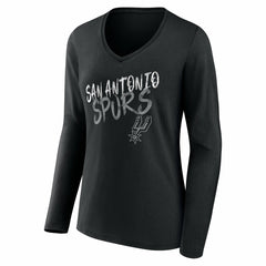 San Antonio Spurs Women's Hustle Custom Long Sleeve V-Neck T-Shirt Black - NBA