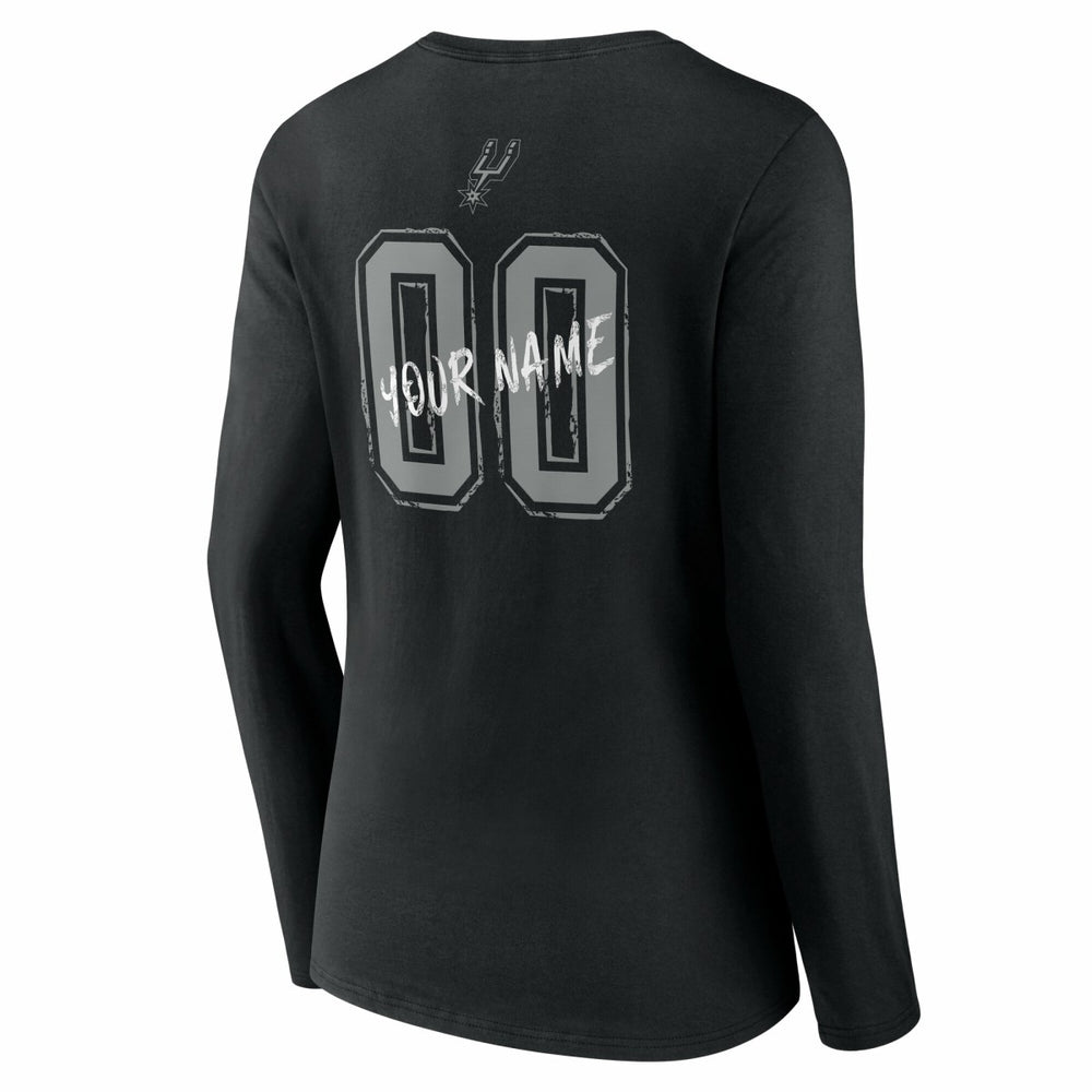 San Antonio Spurs Women's Hustle Custom Long Sleeve V-Neck T-Shirt Black - NBA