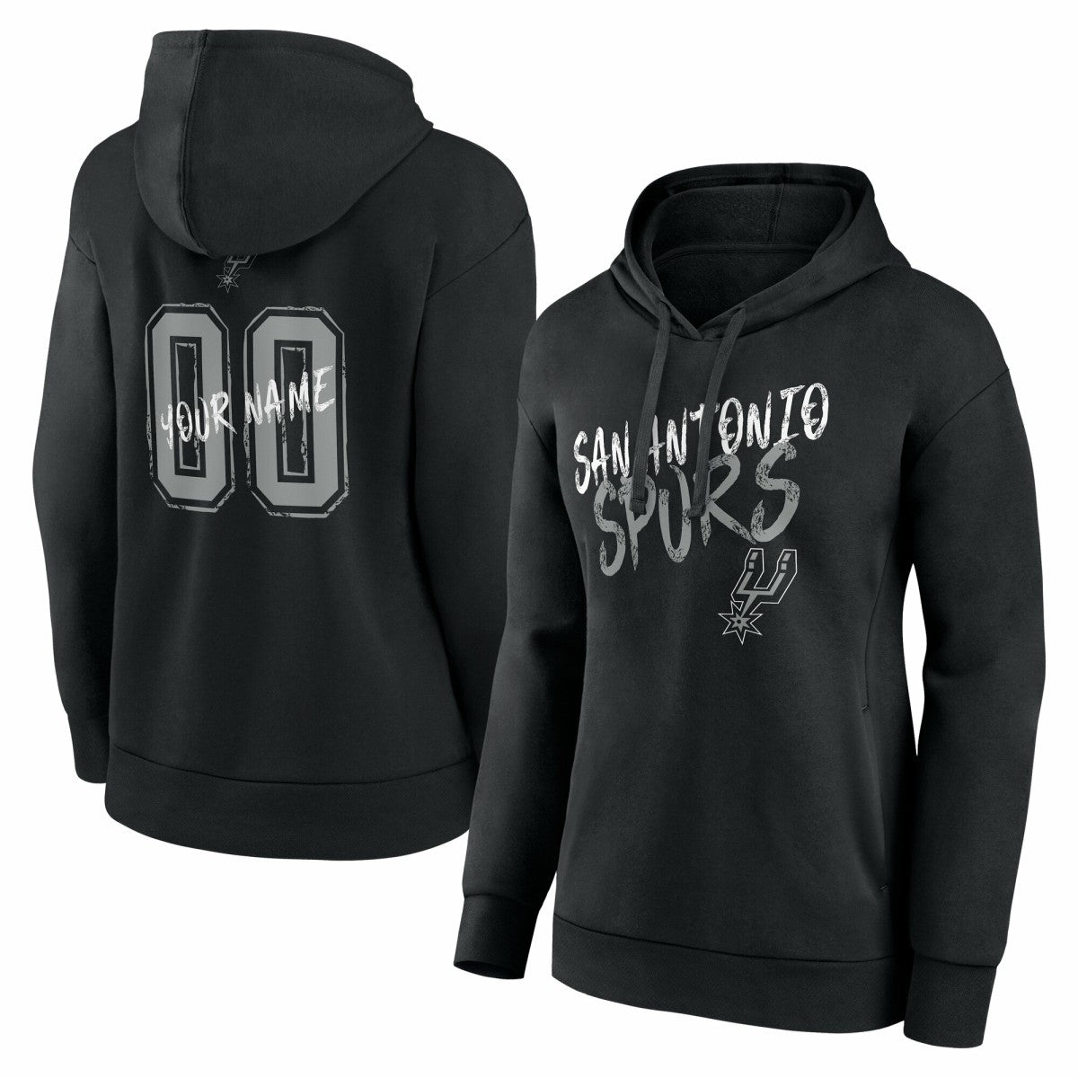 San Antonio Spurs Women's Hustle Custom Pullover Hoodie Black - NBA