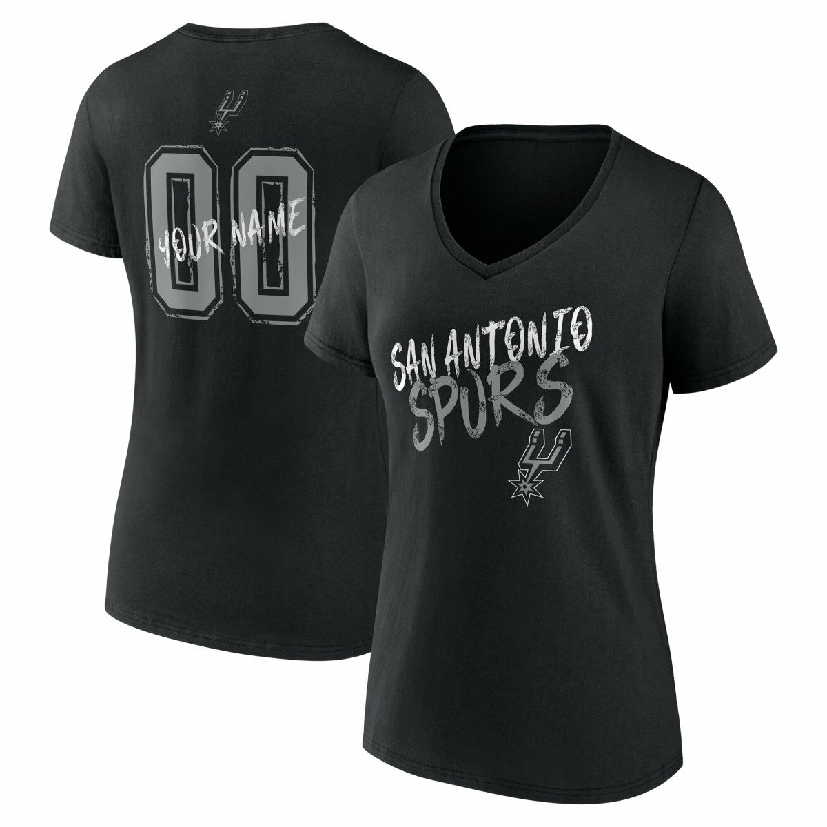 San Antonio Spurs Women's Hustle Custom V-Neck T-Shirt Black - NBA