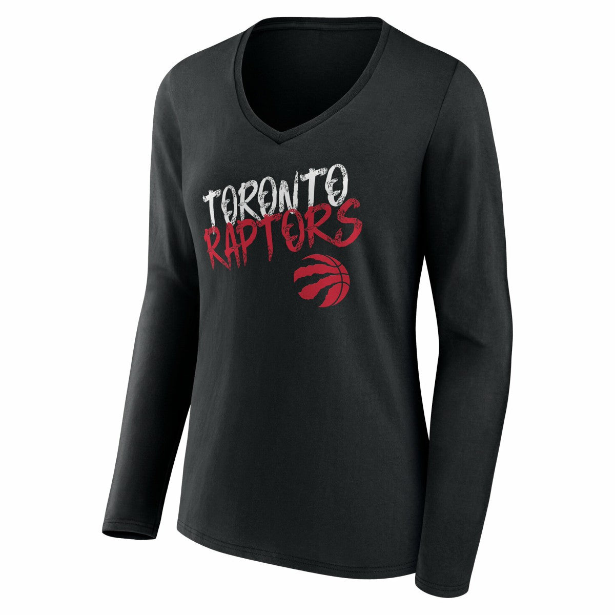 Toronto Raptors Women's Hustle Custom Long Sleeve V-Neck T-Shirt Black - NBA