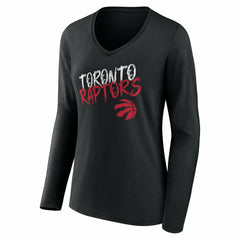 Toronto Raptors Women's Hustle Custom Long Sleeve V-Neck T-Shirt Black - NBA