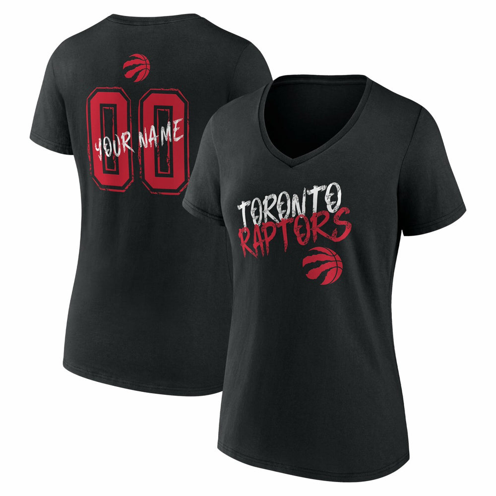 Toronto Raptors Women's Hustle Custom V-Neck T-Shirt Black - NBA