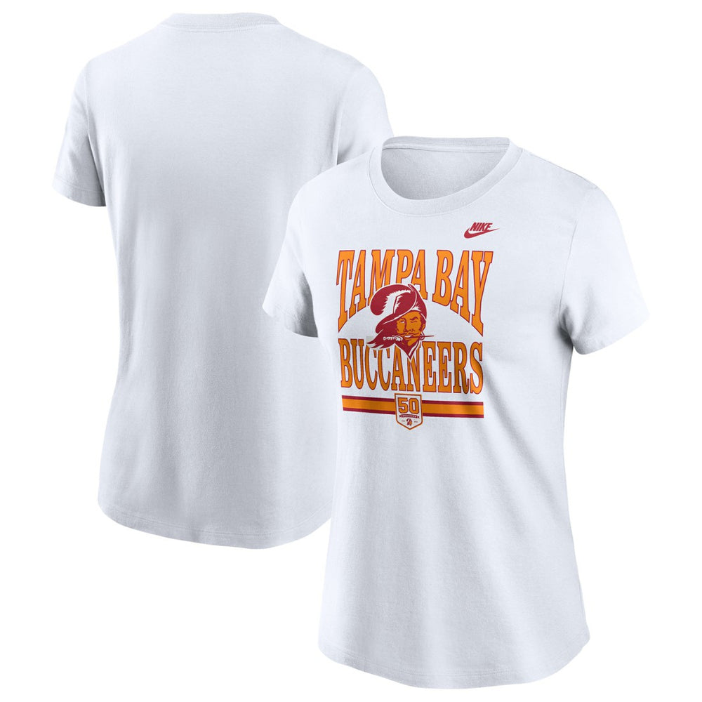 Tampa Bay Buccaneers Women's 50th Season T-Shirt White | Nike for Sale