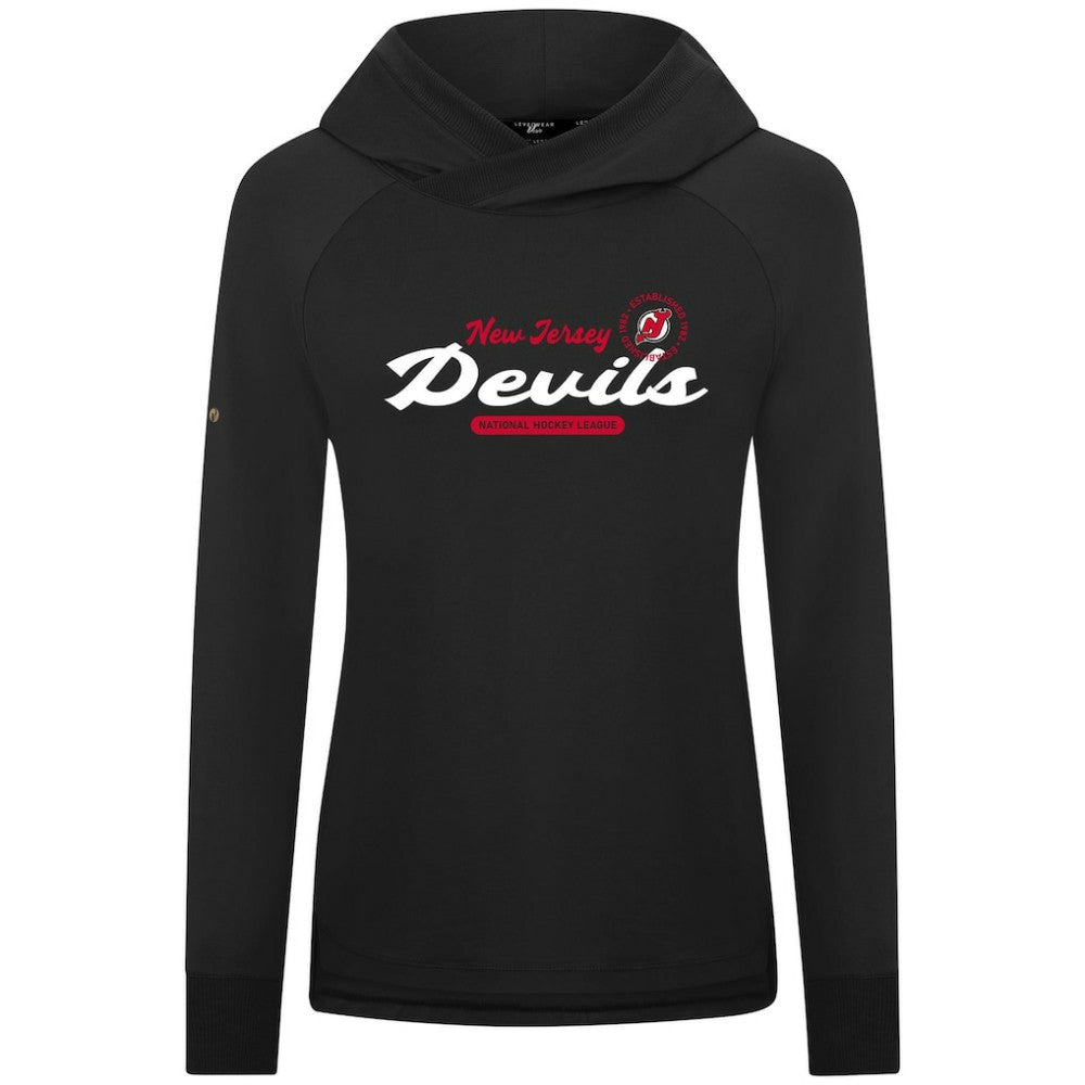 New Jersey Devils Levelwear Women's Slender Monument Raglan Pullover Hoodie - Black - NHL