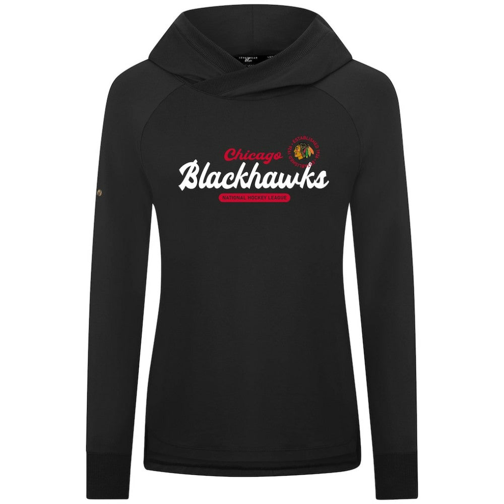 Chicago Blackhawks Levelwear Women's Slender Monument Raglan Pullover Hoodie - Black - NHL