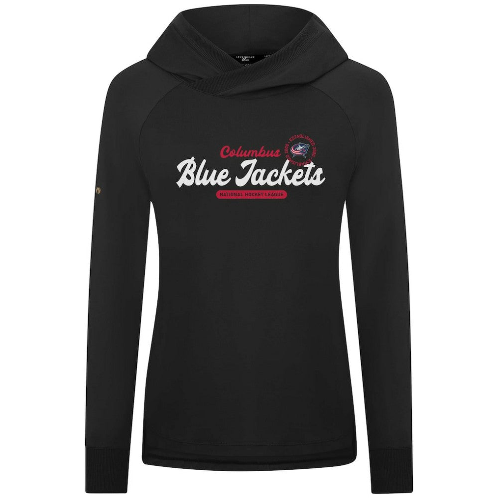 Columbus Blue Jackets Levelwear Women's Slender Monument Raglan Pullover Hoodie - Black - NHL