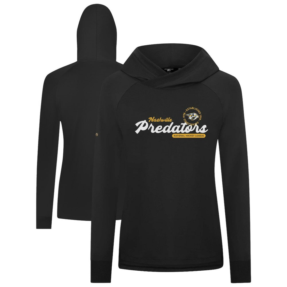 Nashville Predators Levelwear Women's Slender Monument Raglan Pullover Hoodie - Black - NHL