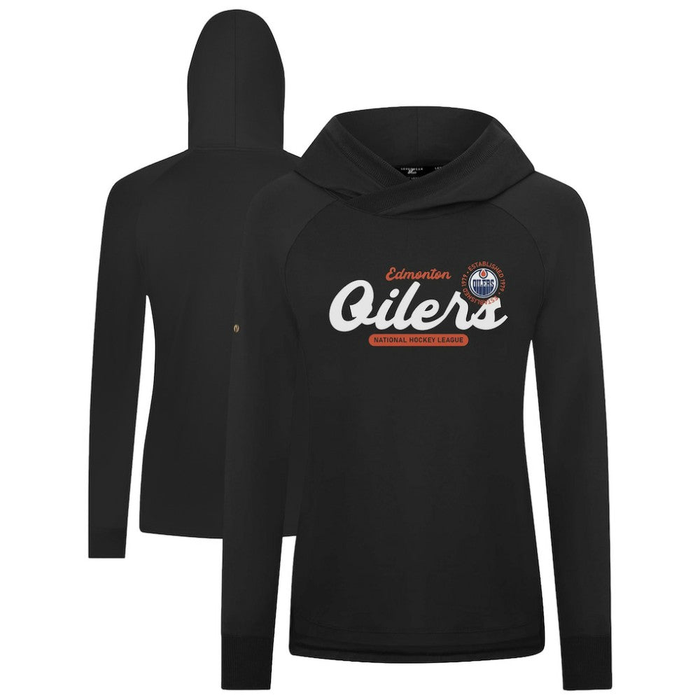 Edmonton Oilers Levelwear Women's Slender Monument Raglan Pullover Hoodie - Black - NHL