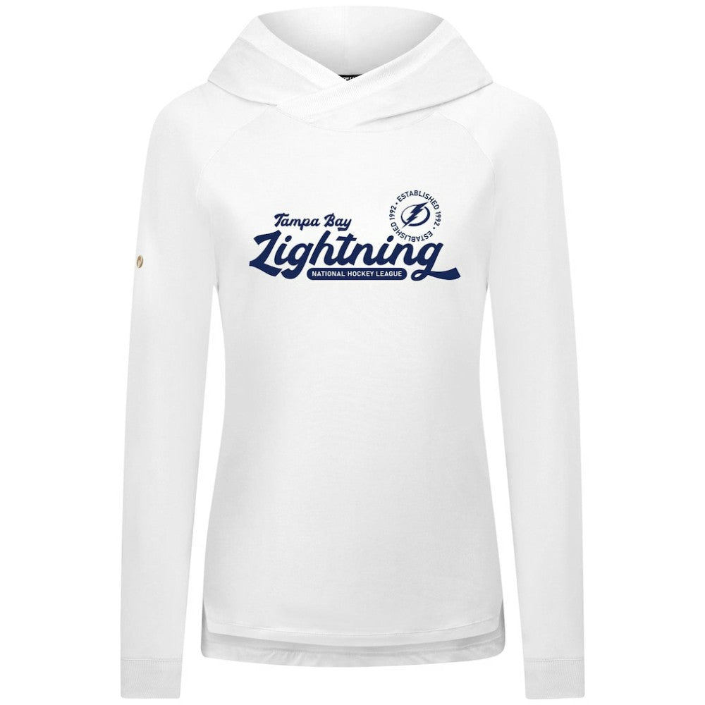 Tampa Bay Lightning Levelwear Women's Slender Monument Raglan Pullover Hoodie - White - NHL
