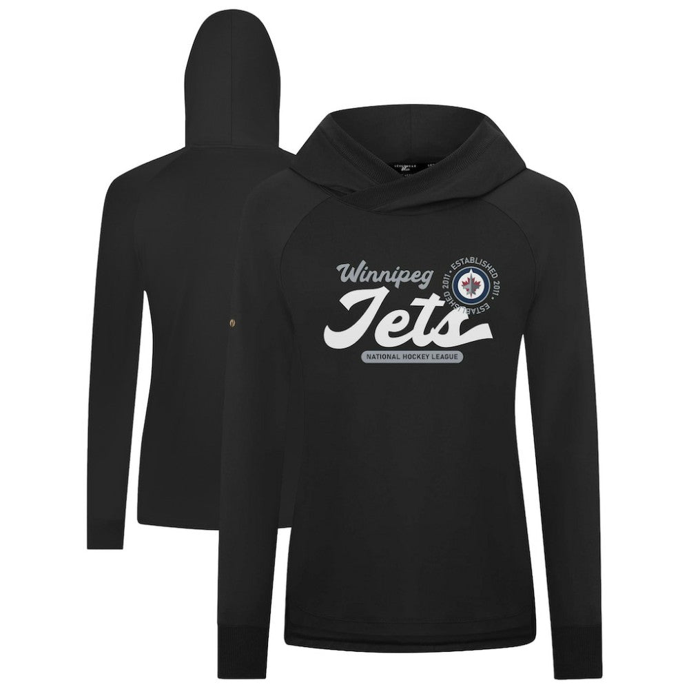Winnipeg Jets Levelwear Women's Slender Monument Raglan Pullover Hoodie - Black - NHL
