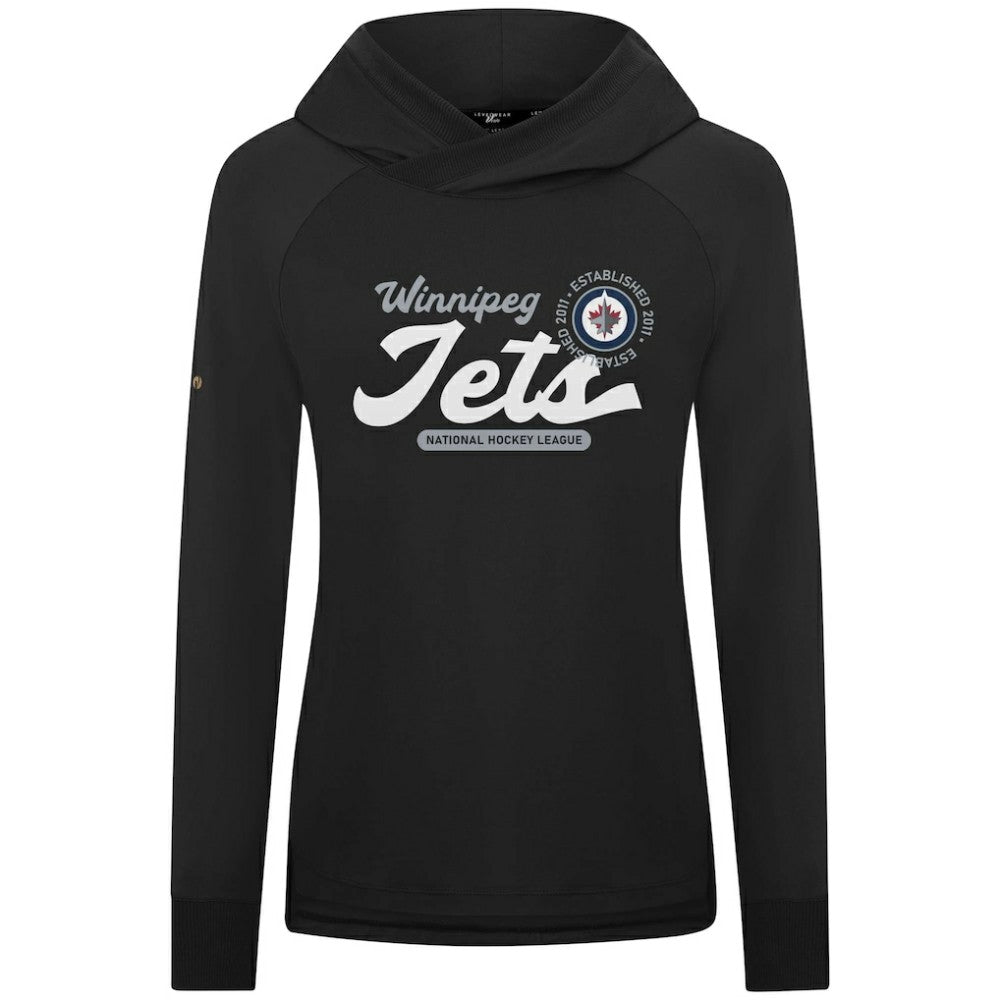 Winnipeg Jets Levelwear Women's Slender Monument Raglan Pullover Hoodie - Black - NHL