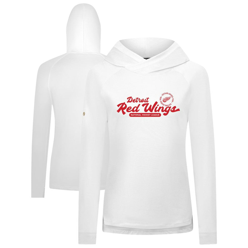 Detroit Red Wings Levelwear Women's Slender Monument Raglan Pullover Hoodie - White - NHL