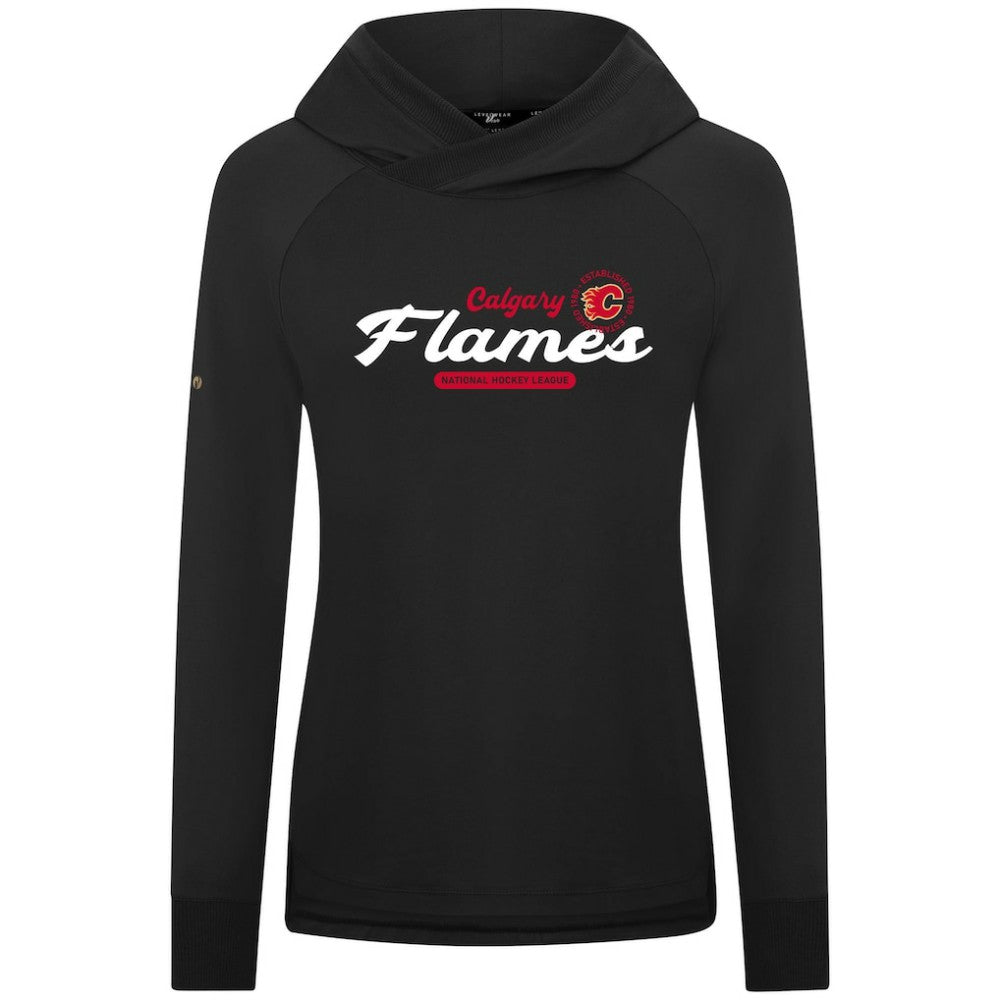 Calgary Flames Levelwear Women's Slender Monument Raglan Pullover Hoodie - Black - NHL