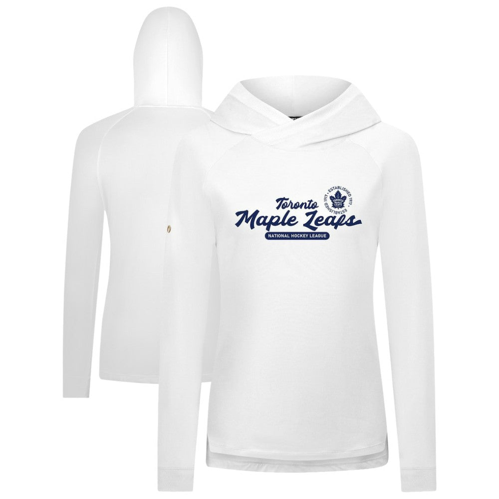 Toronto Maple Leafs Levelwear Women's Slender Monument Raglan Pullover Hoodie - White - NHL