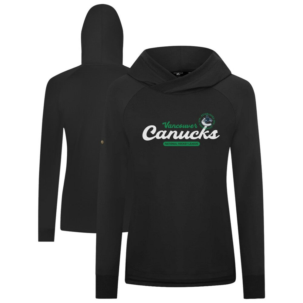Vancouver Canucks Levelwear Women's Slender Monument Raglan Pullover Hoodie - Black - NHL