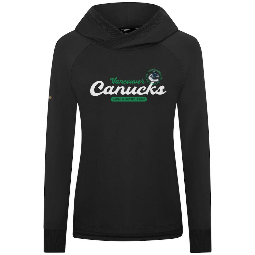 Vancouver Canucks Levelwear Women's Slender Monument Raglan Pullover Hoodie - Black - NHL