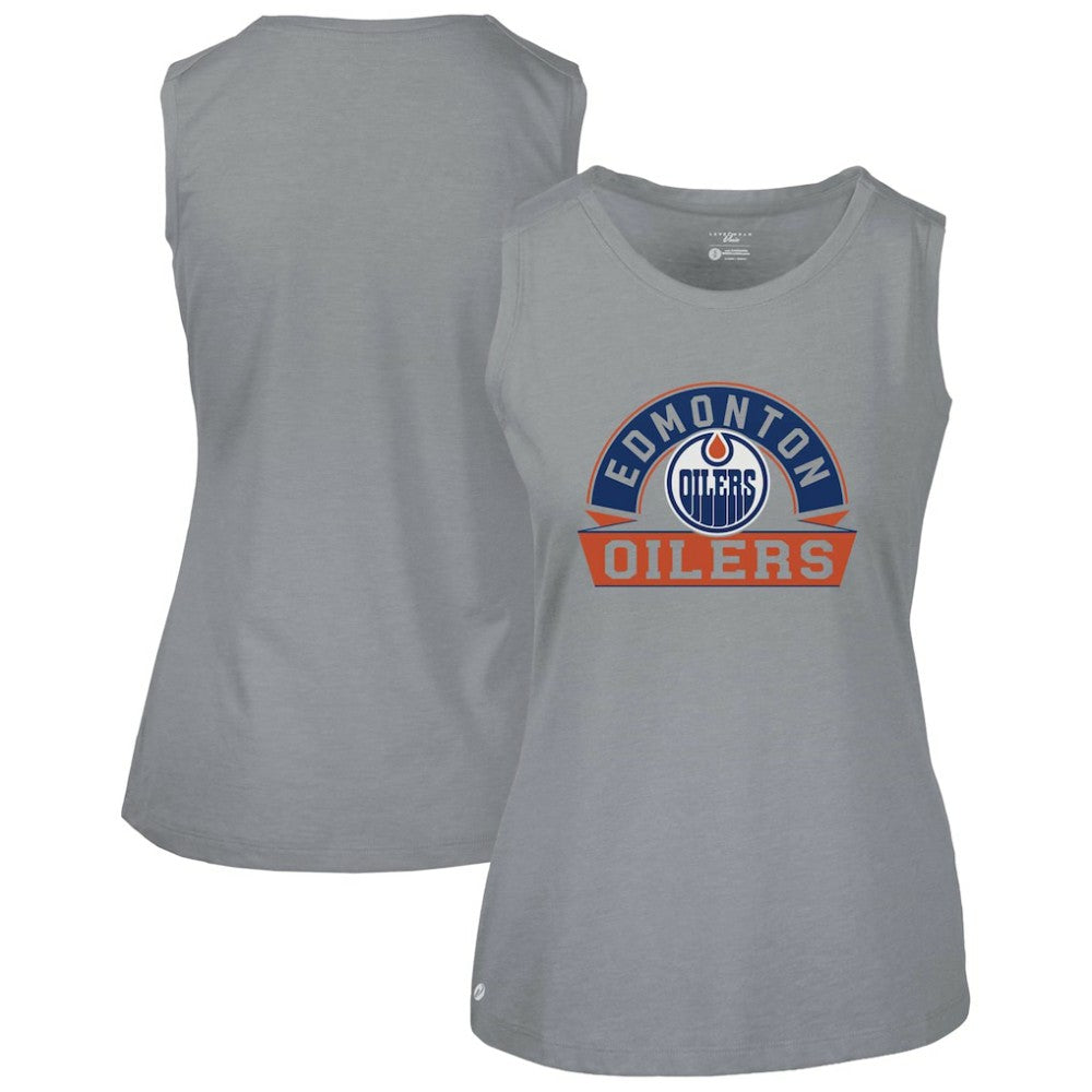 Edmonton Oilers Levelwear Women's Macy Banner Arch Tank Top - Gray - NHL