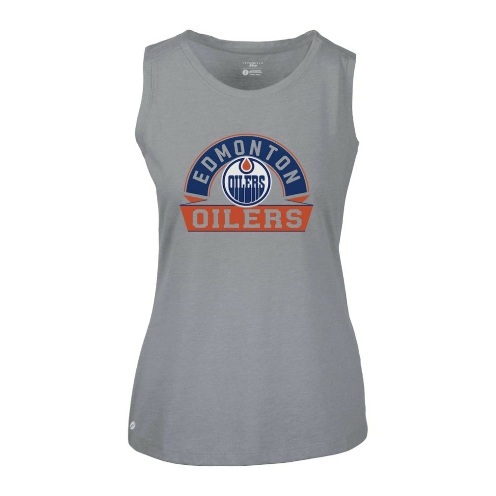 Edmonton Oilers Levelwear Women's Macy Banner Arch Tank Top - Gray - NHL