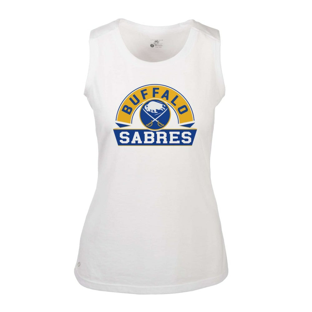 Buffalo Sabres Levelwear Women's Macy Banner Arch Tank Top - White - NHL