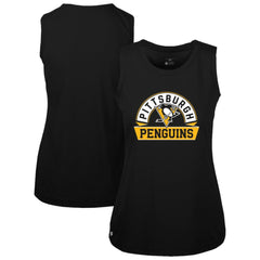 Pittsburgh Penguins Levelwear Women's Macy Banner Arch Tank Top - Black - NHL