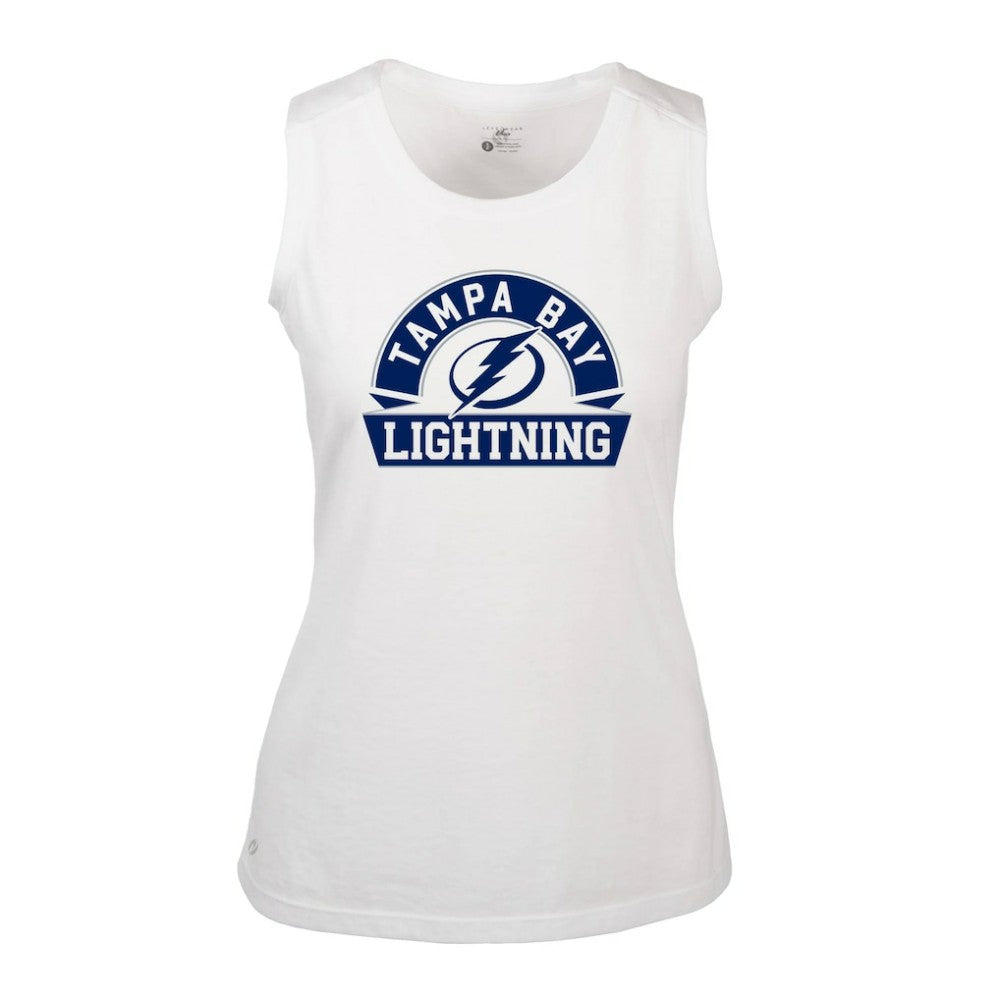 Tampa Bay Lightning Levelwear Women's Macy Banner Arch Tank Top - White - NHL