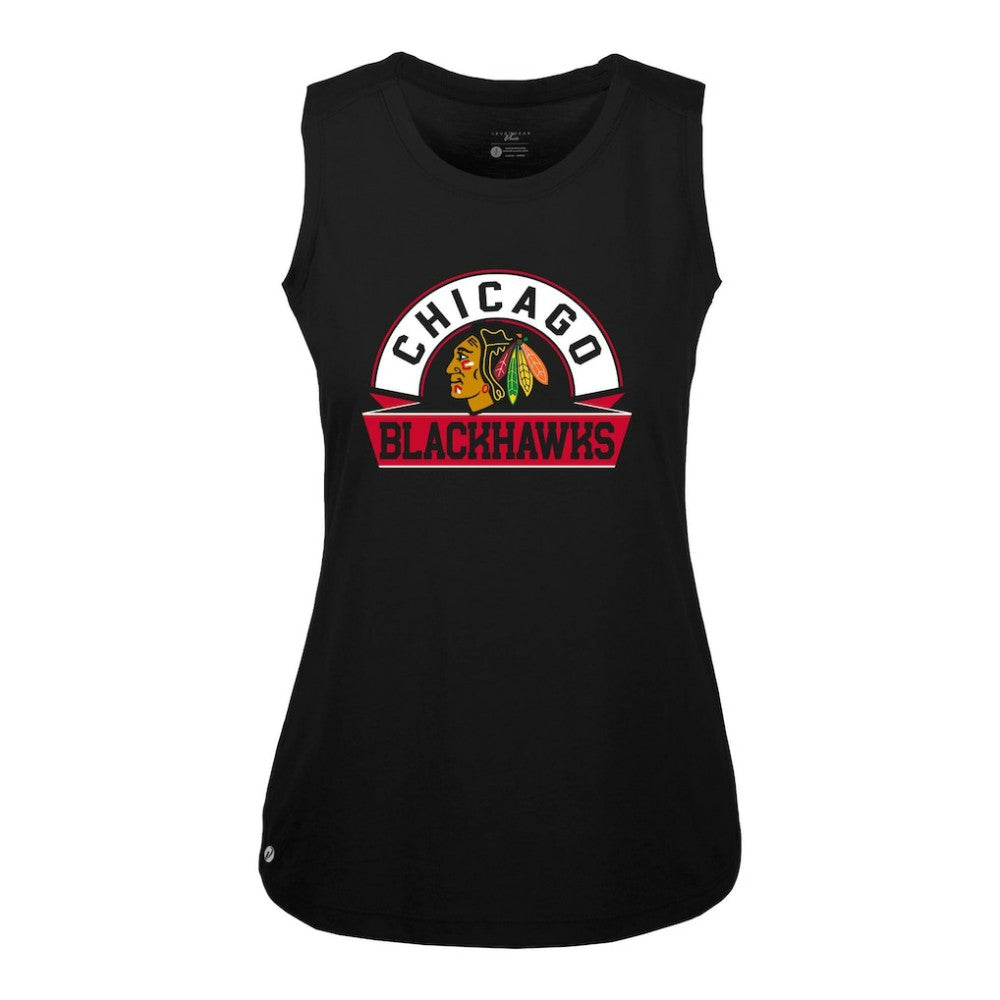 Chicago Blackhawks Levelwear Women's Macy Banner Arch Tank Top - Black - NHL