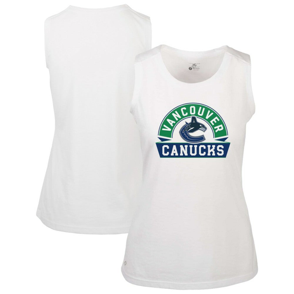 Vancouver Canucks Levelwear Women's Macy Banner Arch Tank Top - White - NHL