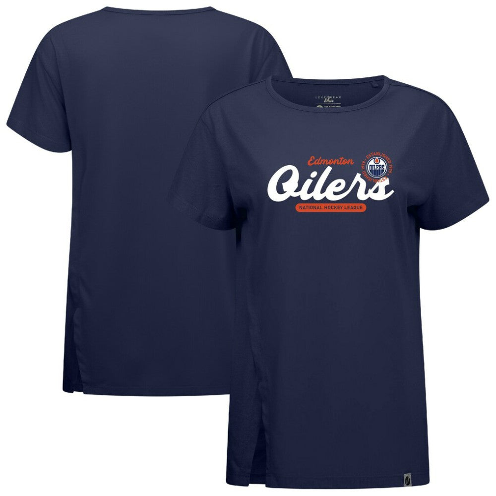 Edmonton Oilers Levelwear Women's Influx Monument T-Shirt - Navy - NHL