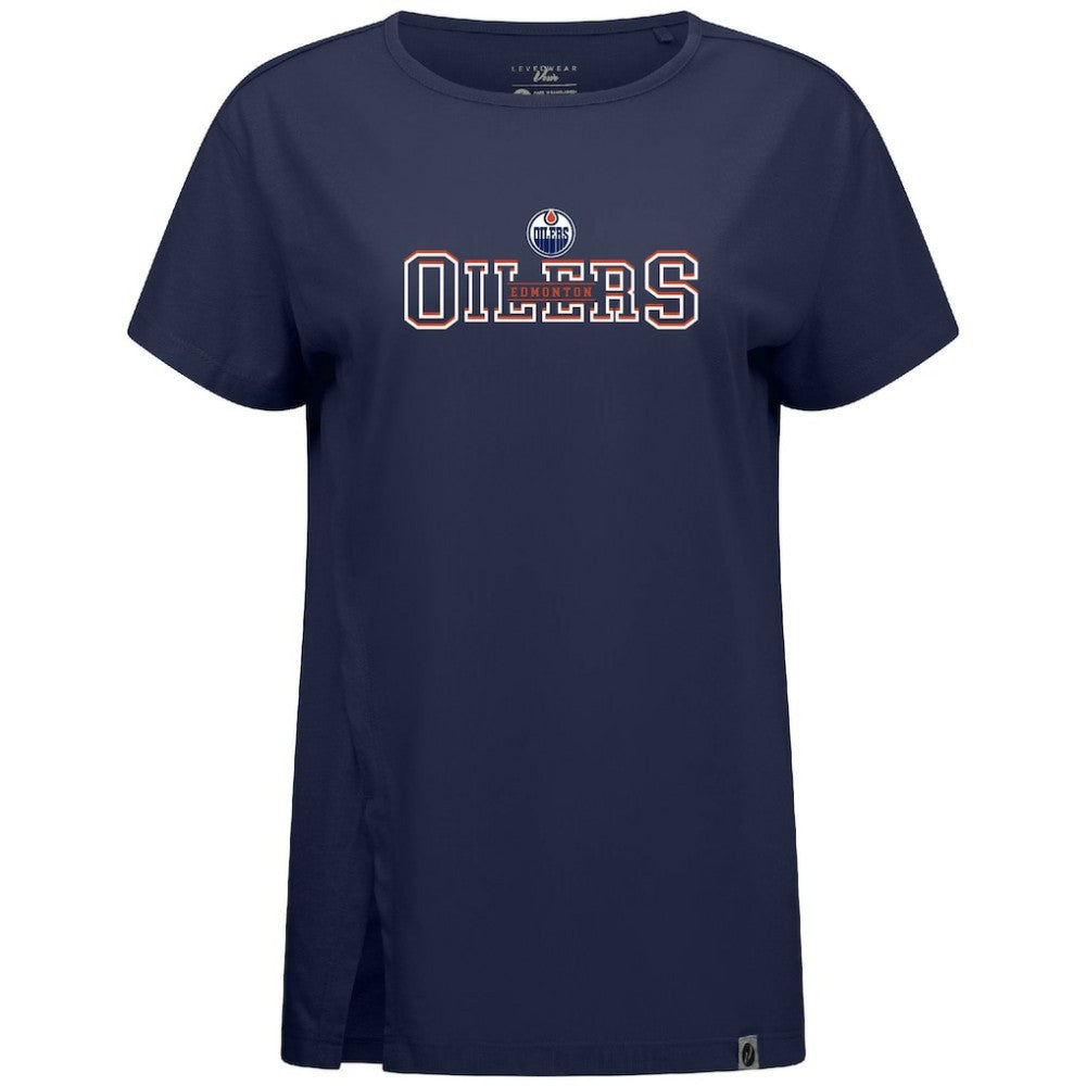 Edmonton Oilers Levelwear Women's Influx Journey T-Shirt - Navy - NHL