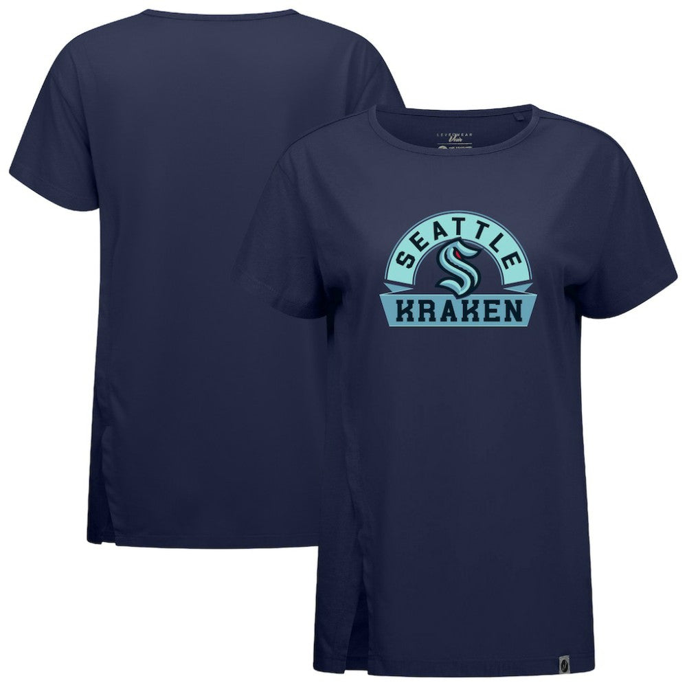Seattle Kraken Levelwear Women's Influx Banner Arch T-Shirt - Deep Sea Blue - NHL