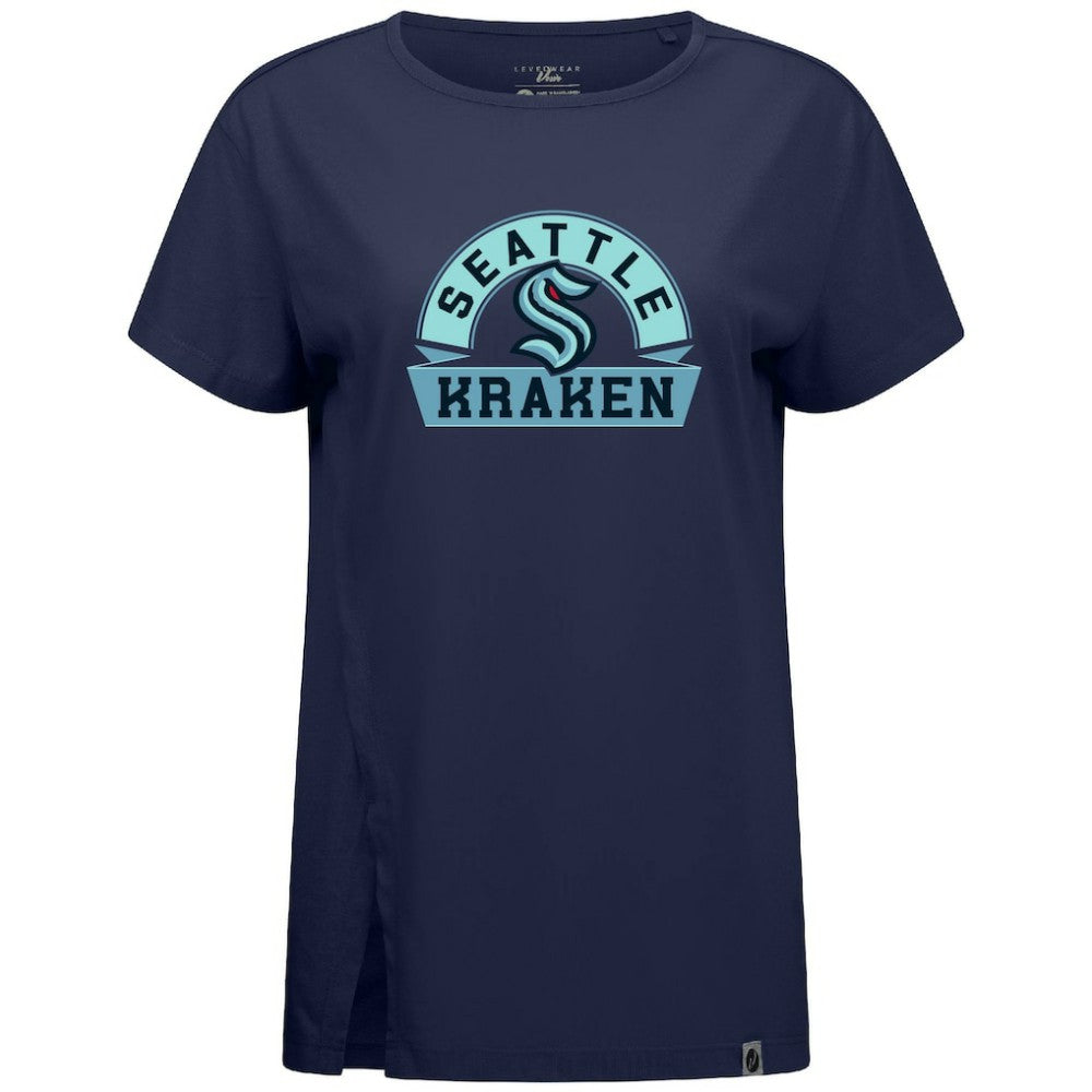 Seattle Kraken Levelwear Women's Influx Banner Arch T-Shirt - Deep Sea Blue - NHL