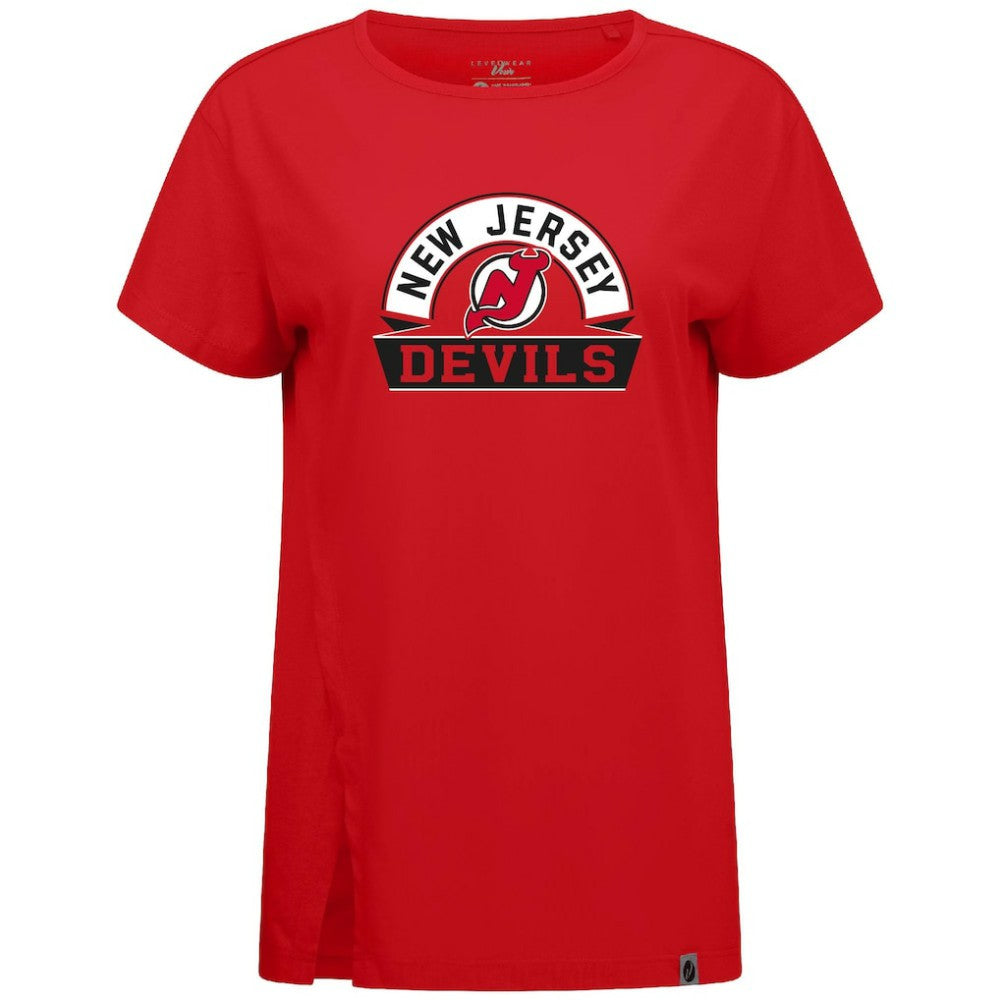 New Jersey Devils Levelwear Women's Influx Banner Arch T-Shirt - Red - NHL