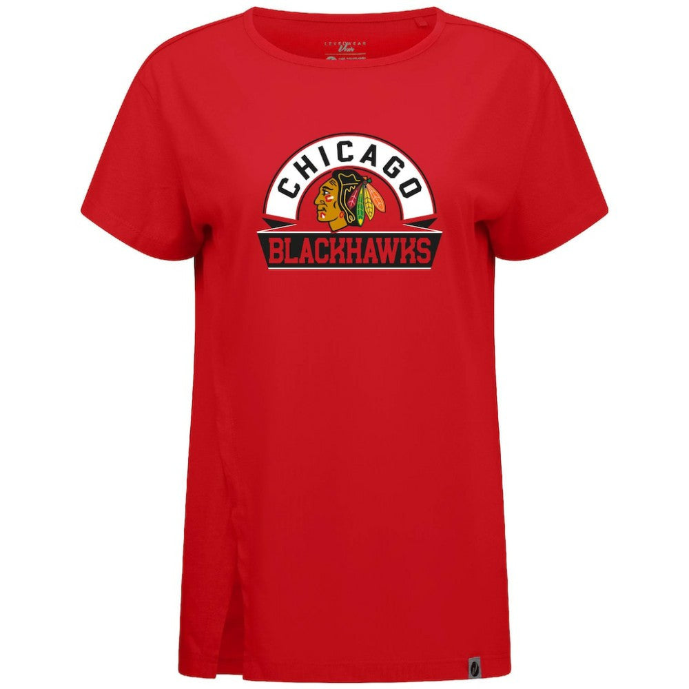 Chicago Blackhawks Levelwear Women's Influx Banner Arch T-Shirt - Red - NHL