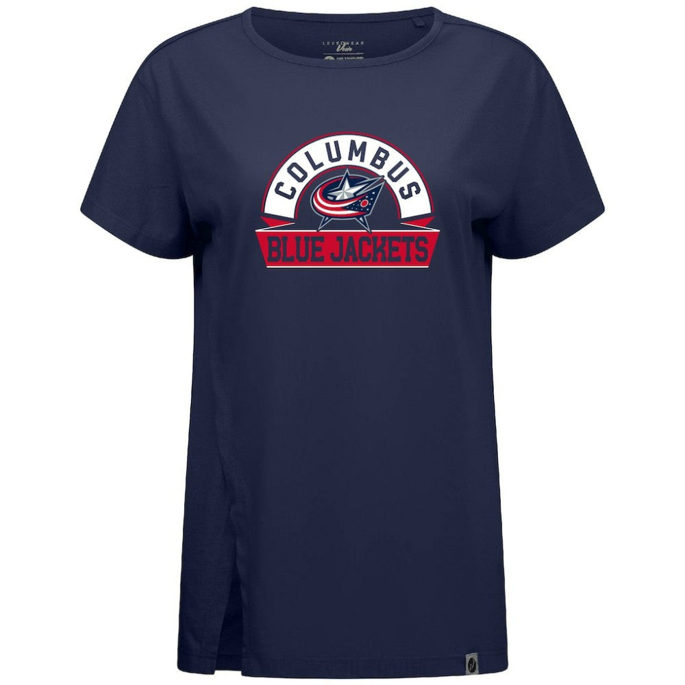 Columbus Blue Jackets Levelwear Women's Influx Banner Arch T-Shirt - Navy - NHL