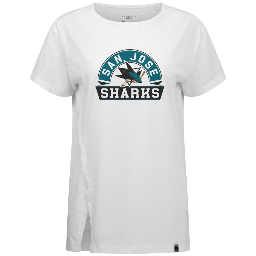 San Jose Sharks Levelwear Women's Influx Banner Arch T-Shirt - White - NHL