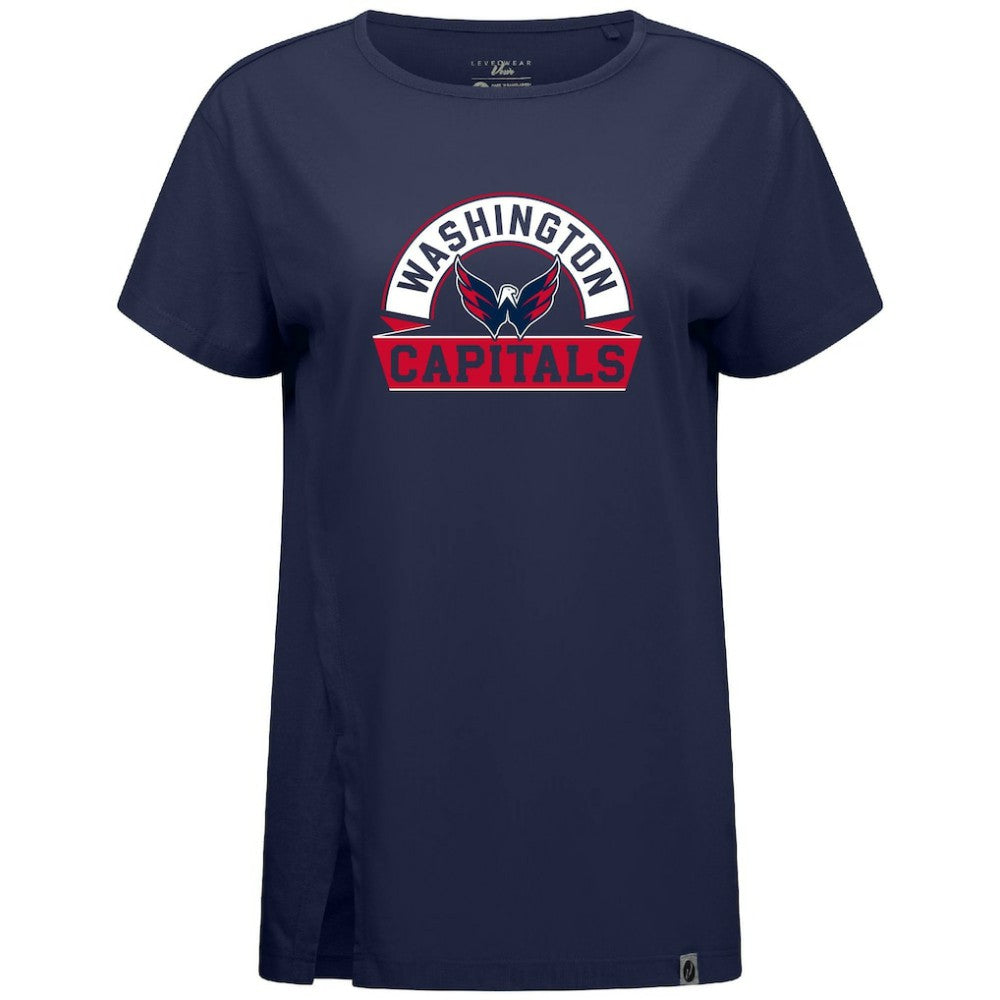 Washington Capitals Levelwear Women's Influx Banner Arch T-Shirt - Navy - NHL