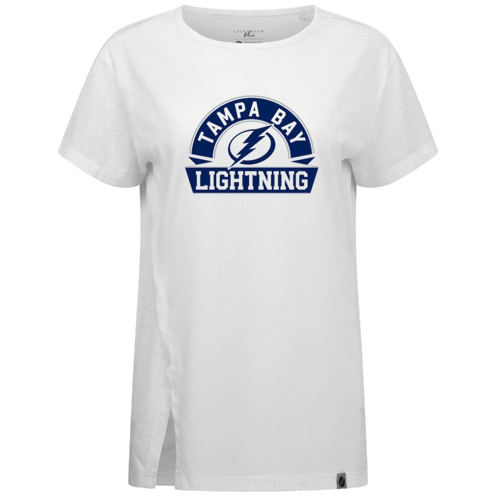 Tampa Bay Lightning Levelwear Women's Influx Banner Arch T-Shirt - White - NHL