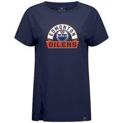Edmonton Oilers Levelwear Women's Influx Banner Arch T-Shirt - Navy - NHL