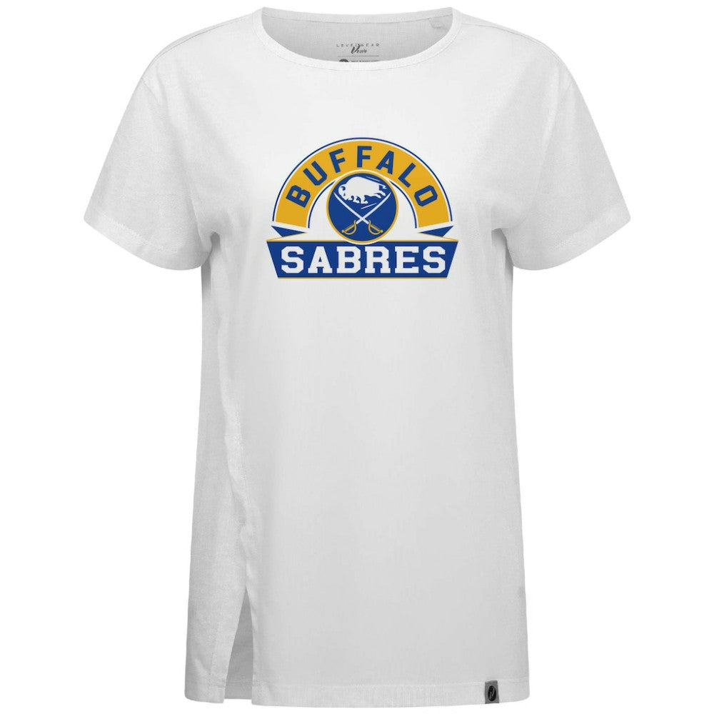 Buffalo Sabres Levelwear Women's Influx Banner Arch T-Shirt - White - NHL