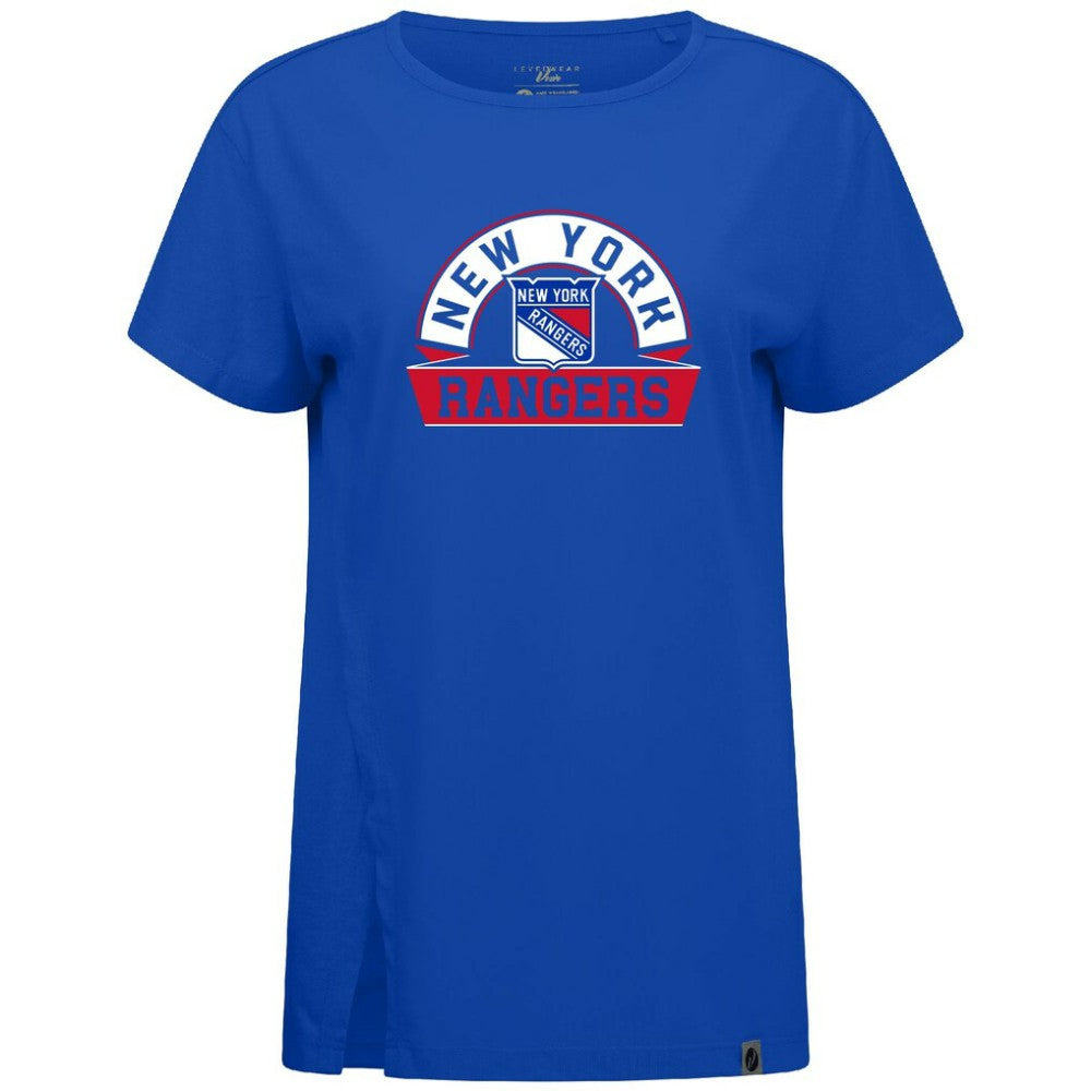 New York Rangers Levelwear Women's Influx Banner Arch T-Shirt - Royal - NHL